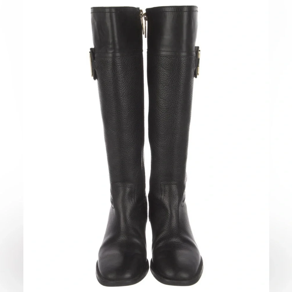 Tory Burch Women’s Julian Tall Black/Gold Leather Riding Boots Size 5 MSRP $495